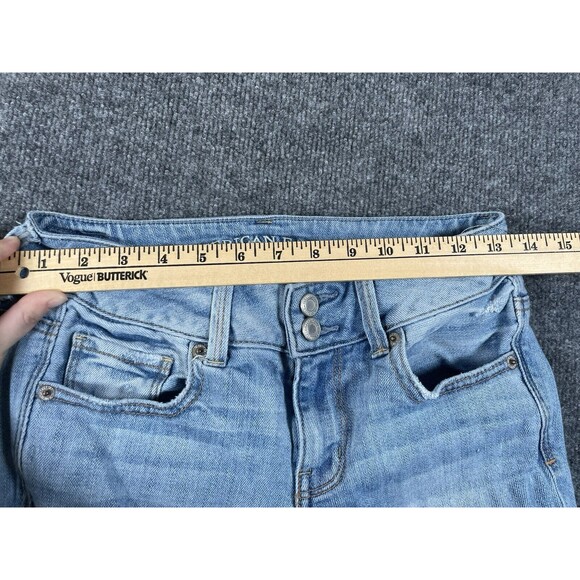 American Eagle Jeans Womens 0 Blue Artist Crop Super Stretch Light Wash Denim - Picture 5 of 8